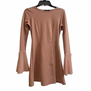 Blush Tulle Long Sleeve Dress